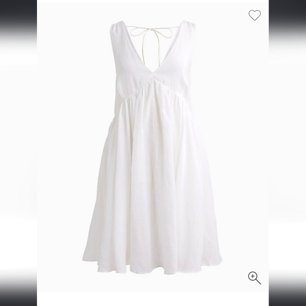 J Crew Swingy V-neck Kelly Ramie mini dress Sold Out White Sleeveless Dress S